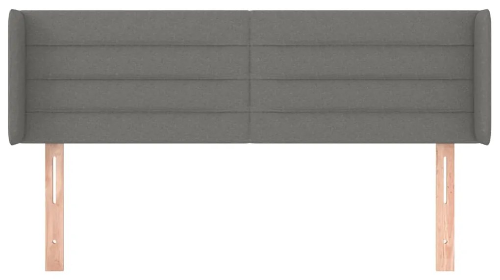 Cabeceira de cama c/ abas tecido 147x16x78/88cm cinzento-escuro