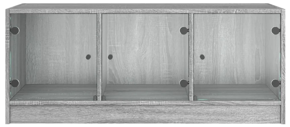 Mesa de centro c/ portas de vidro 102x50x42 cm cinza sonoma