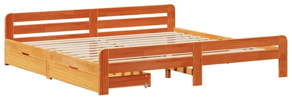Cama sem colchão 200x200 cm pinho maciço castanho-mel