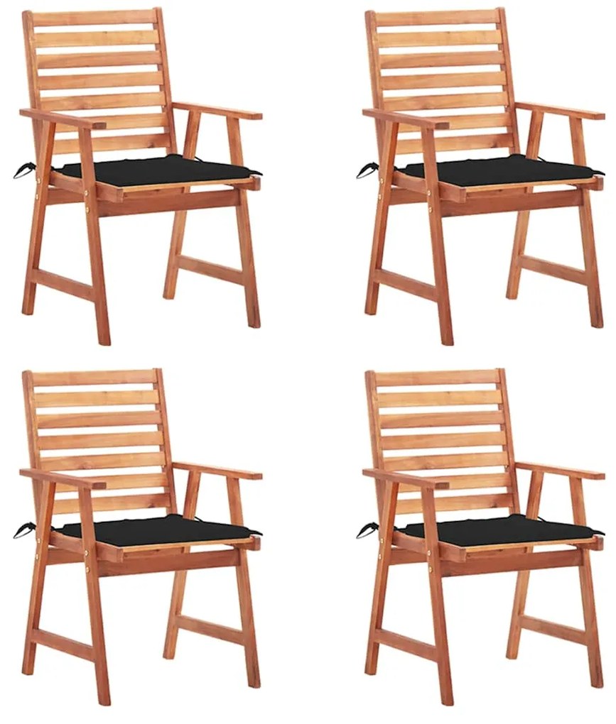 vidaXL Cadeiras de jantar p/ jardim 4 pcs c/ almofadões acácia maciça