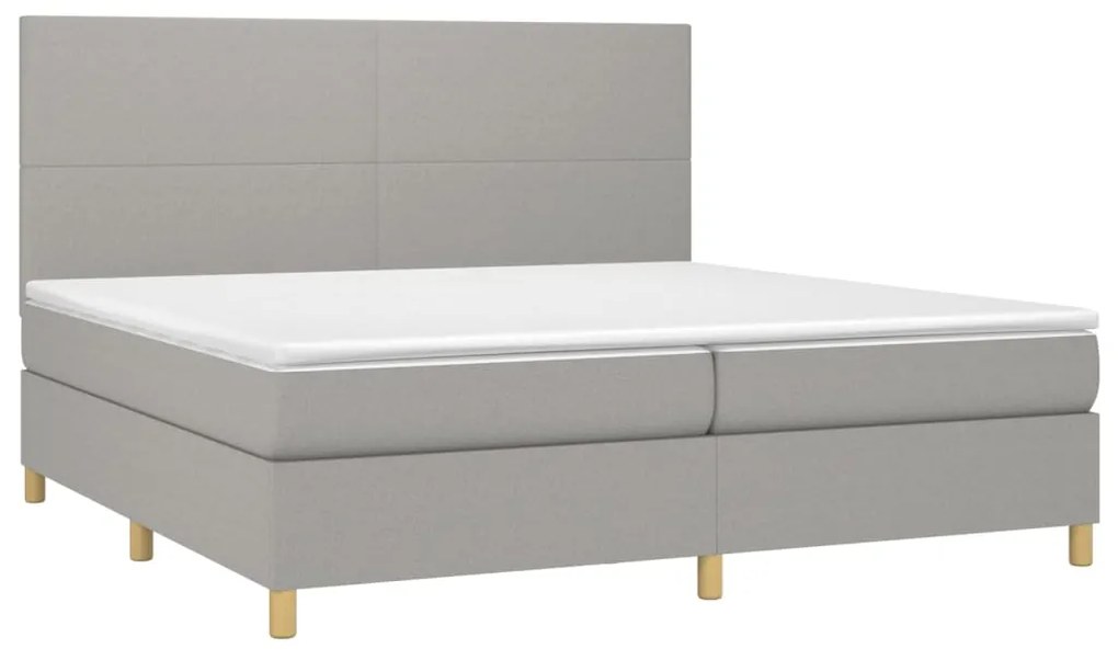 Cama com molas/colchão 200x200 cm tecido cinza-claro