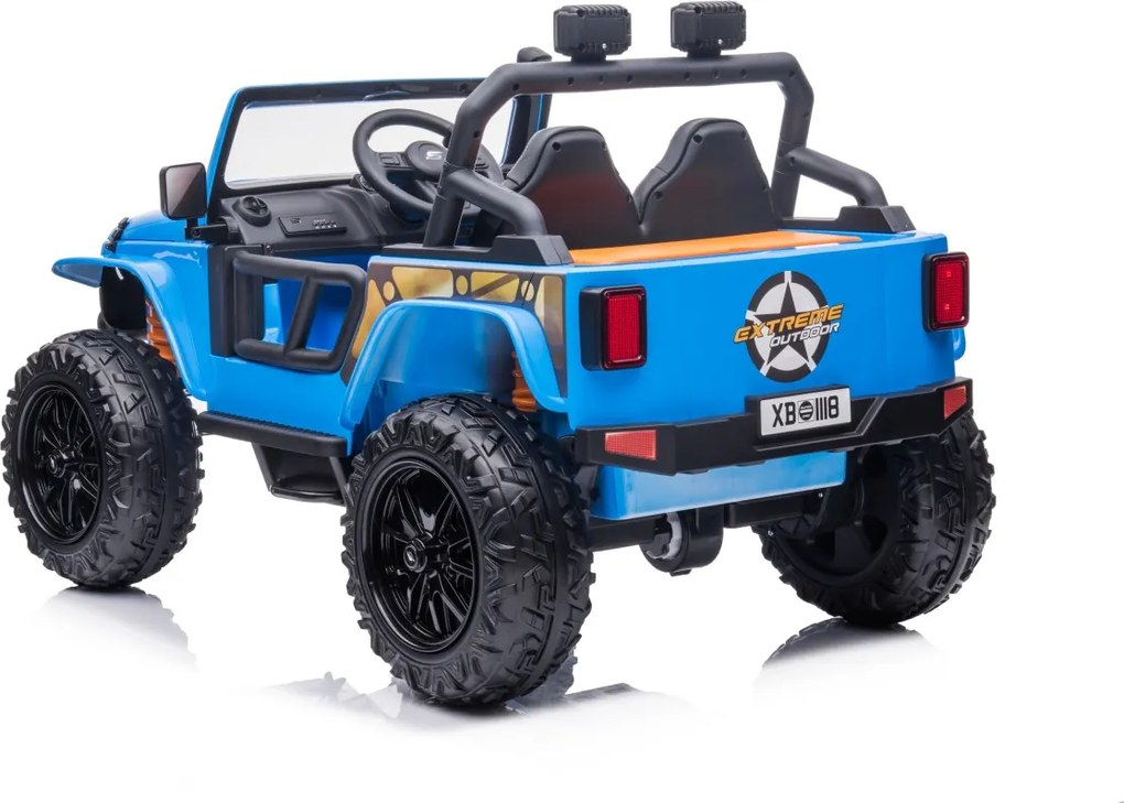 Jipe elétrico para Crianças 24V 4x4 Jeep Monster Rodas de espuma EVA, assento Couro ecológico Azul