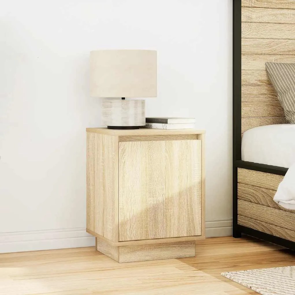 Mesa de cabeceira com luzes LED 38x34x50 cm carvalho sonoma