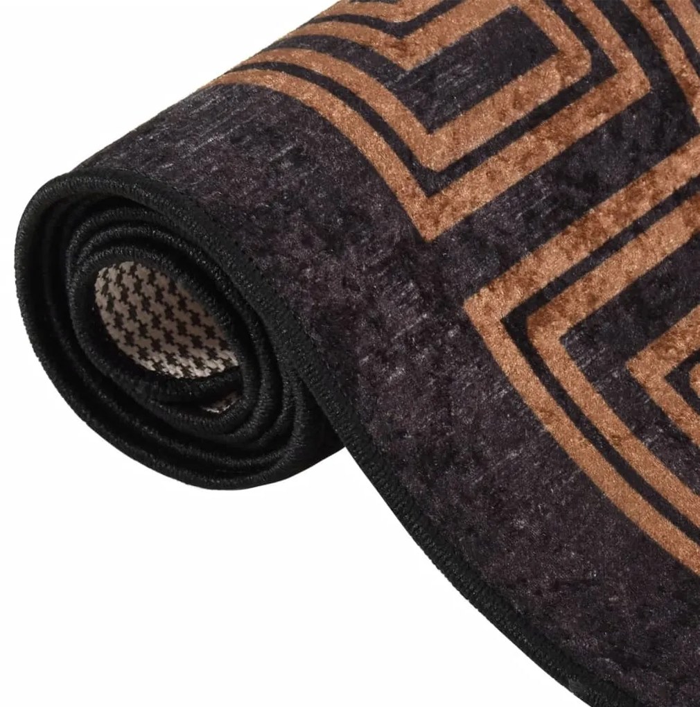 Tapete lavável antiderrapante 120x170 cm preto e dourado