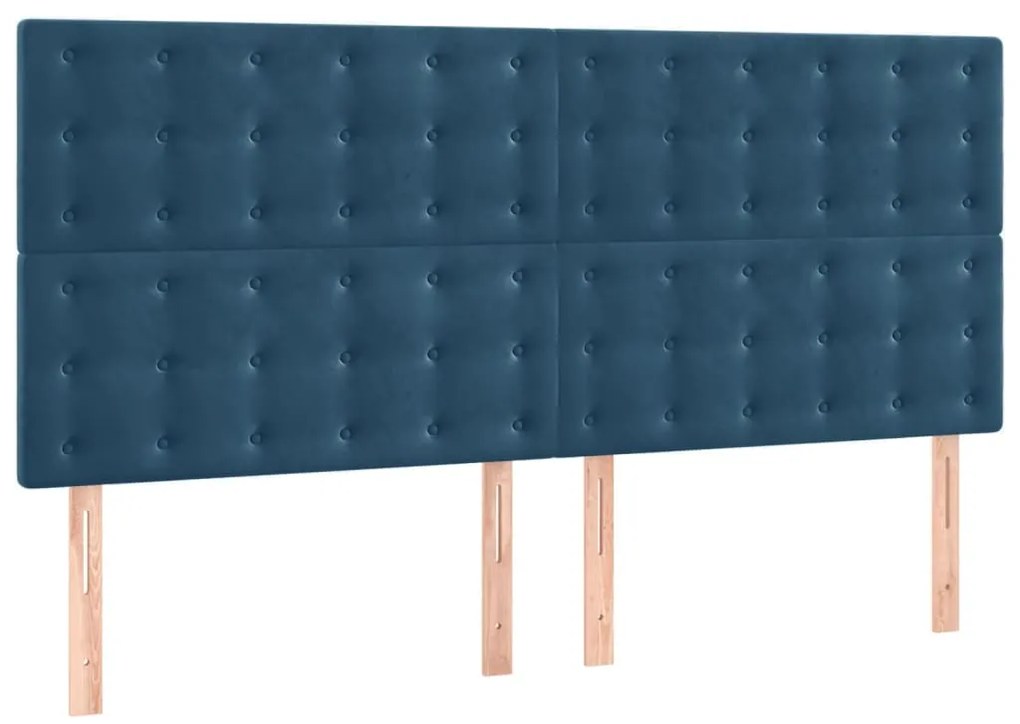 Estrutura de cama sem colchão 140x190 cm veludo azul-escuro