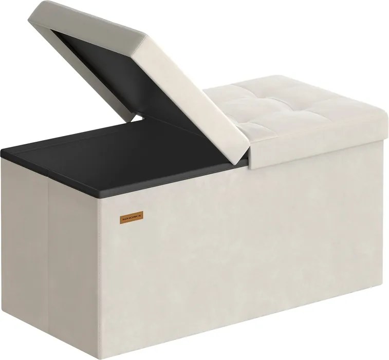 Banco com espaço de arrumação e tampa rebatível 38 x 76 x 38 cm creme