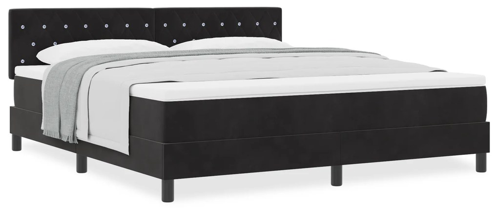 Cama Box Spring com Colchão vidaXL Preto Super King Veludo