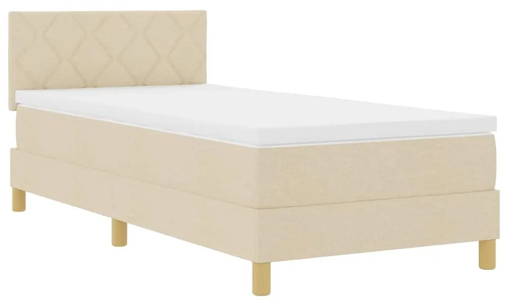 Cama Box com Colchão &amp; LED Creme 100x200 cm Tecido