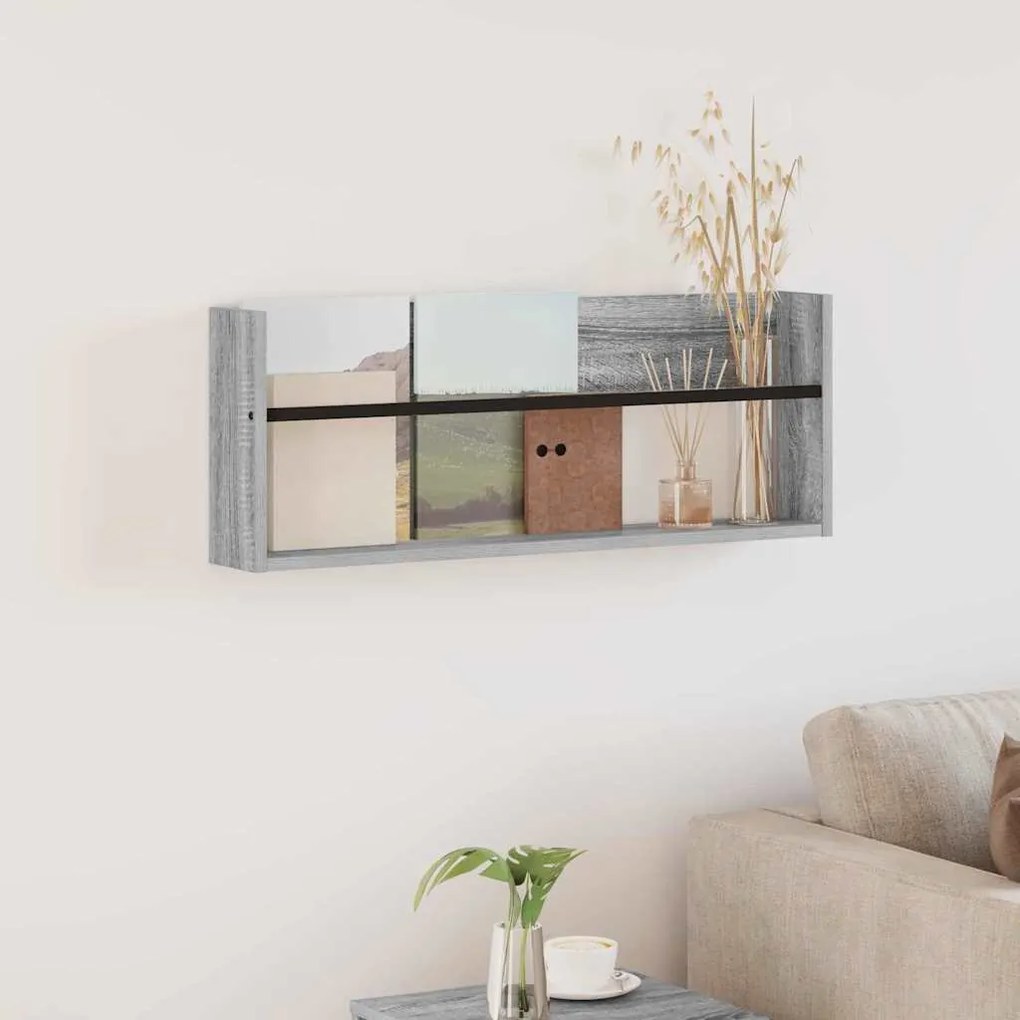 vidaXL Estante de Revistas com prateleira Cinza Sonoma 80 x 12 x 30 cm