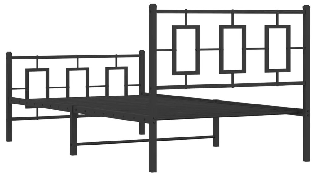 Estrutura de cama com cabeceira e pés 100x200 cm metal preto