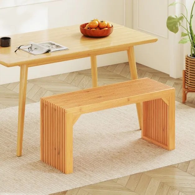Banco de Bambu para Sala de Jantar ou banco Entrada 90 x 33 x 43 cm de Madeira Maciça para Interior Moderno Natural