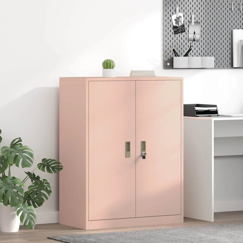 vidaXL Armário de arrumação Rosa 80 x 40 x 105 cm Aço