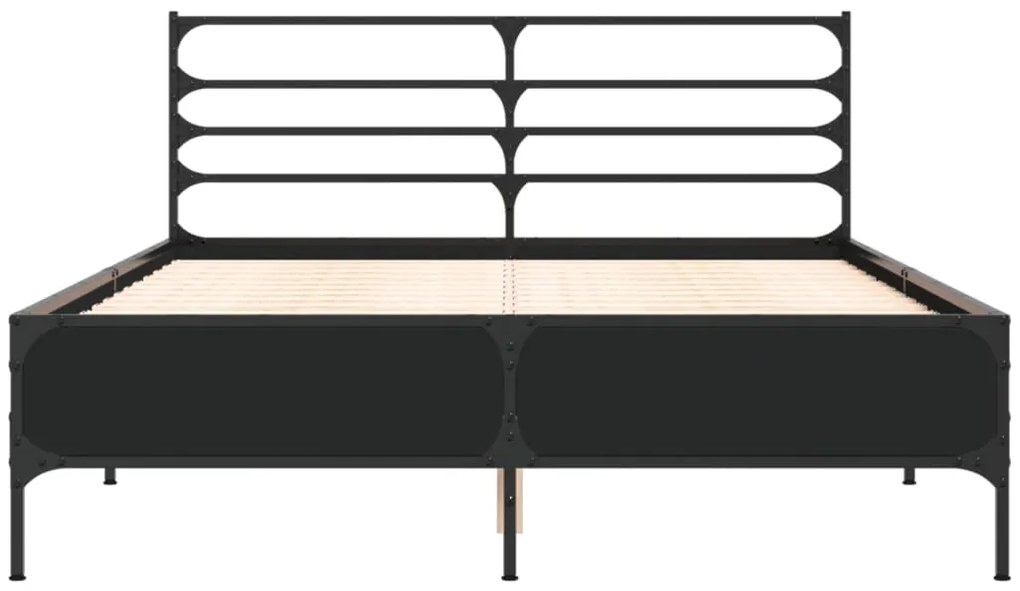 Estrutura de cama 140x200 cm derivados de madeira/metal preto