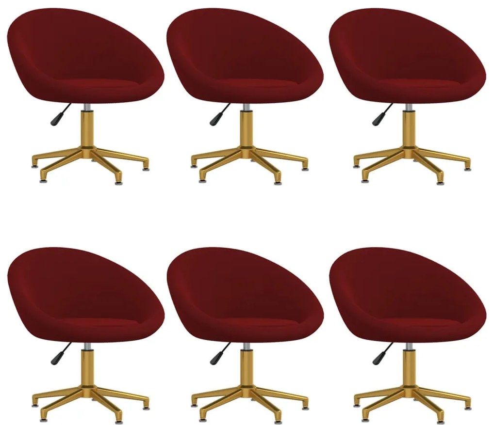 vidaXL Cadeiras de jantar 6 pcs veludo vermelho tinto