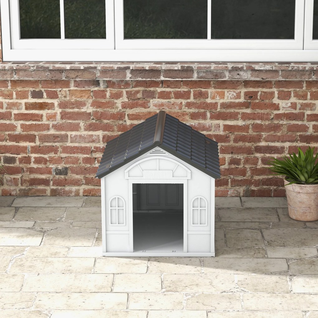 PawHut Casa para Cães 65x75,7x63 cm Casa para Cães com Janelas e Teto
