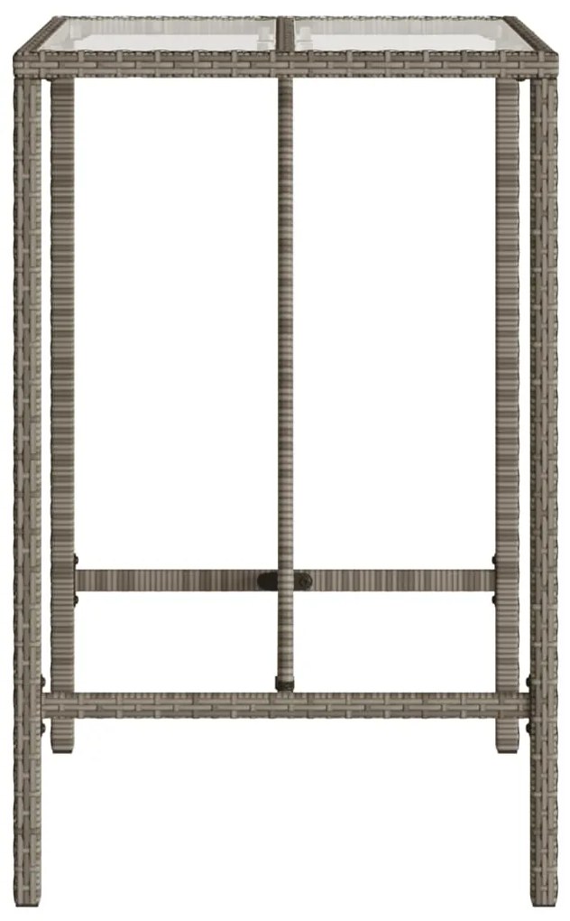 Mesa de bar para exterior 70x70x110 cm vime PE cinzento