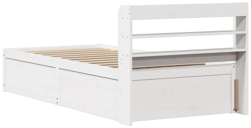 Estrutura de cama com cabeceira 90x190 cm pinho maciço branco