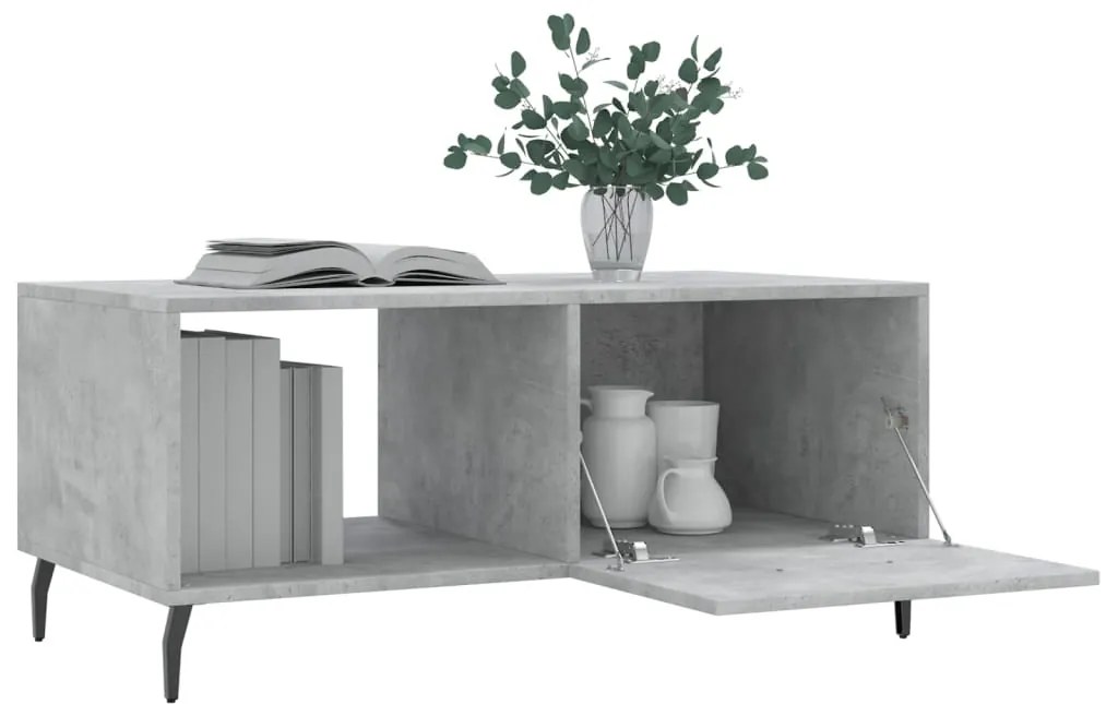 Mesa de centro 90x50x40 madeira processada cinza cimento
