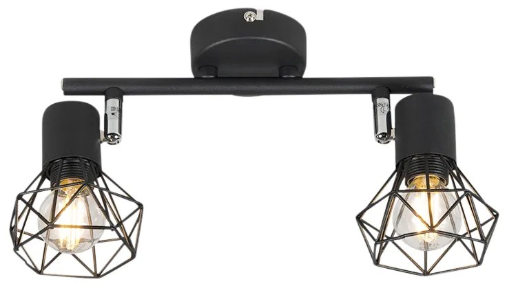 Projetores ajustáveis Art Déco pretos 2 luzes - Mosh 2 Moderno