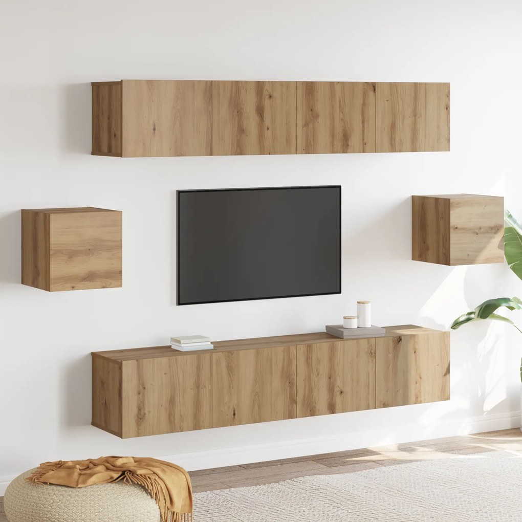 vidaXL Conjunto de Armário para TV de 6 Peças Carvalho Artesanal Madeira Engenheirada