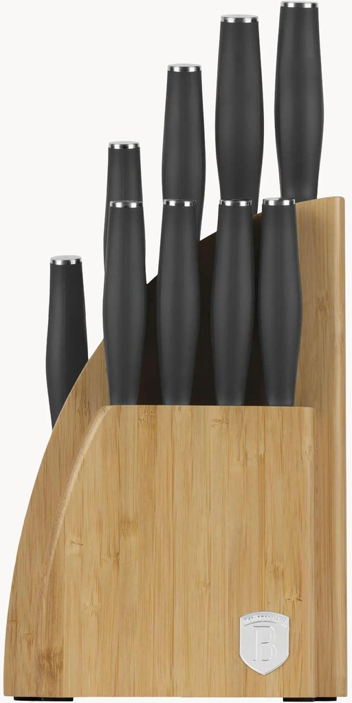 Conjunto de facas de cozinha em aço inoxidável com suporte Anthracite, conjunto de 10