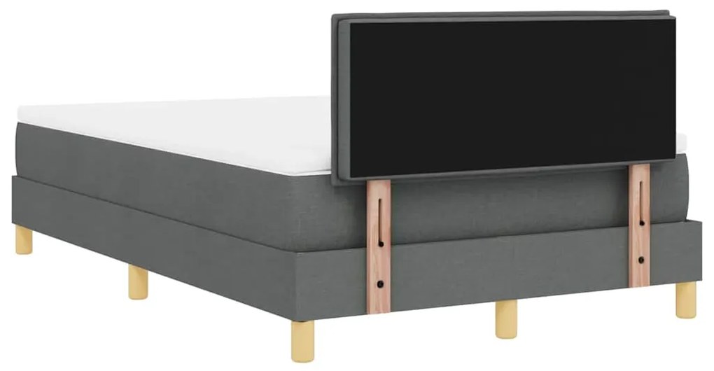 Cama com Molas com Colchão e LED Cinza Escuro 120x190 cm Tecido