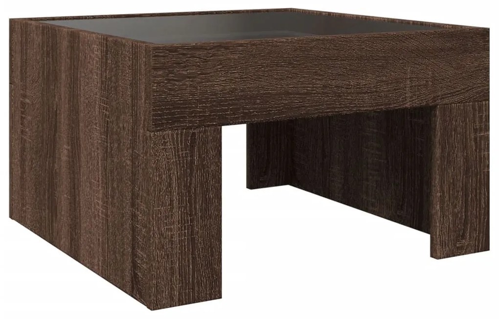 Mesa centro luzes LED Infinity 50x50x30 cm carvalho castanho