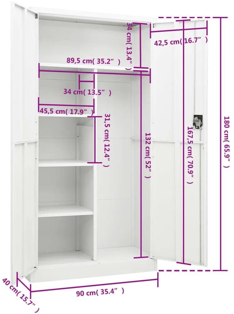 Cacifo 90x40x180 cm aço branco