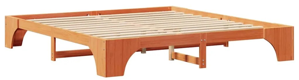 Cama Encerada Marrom 200x200 cm de Madeira de Pinho