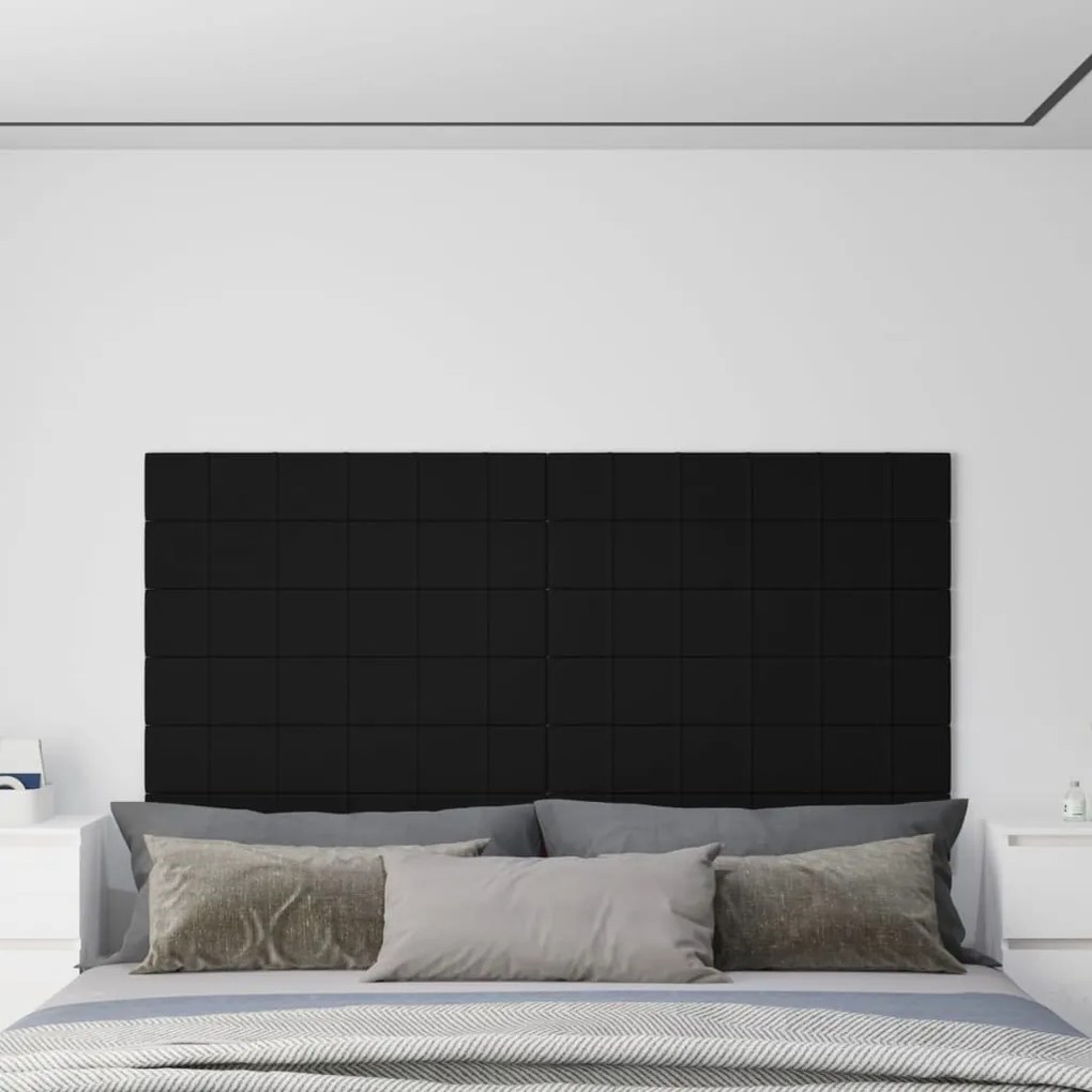 vidaXL Painel de parede 12 pcs 90x15 cm veludo 1,62 m² preto
