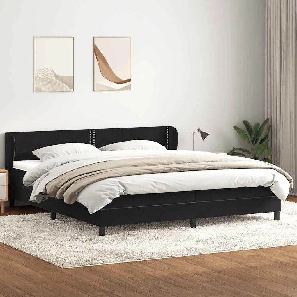 vidaXL Cama com molas/colchões 180x210 cm veludo preto