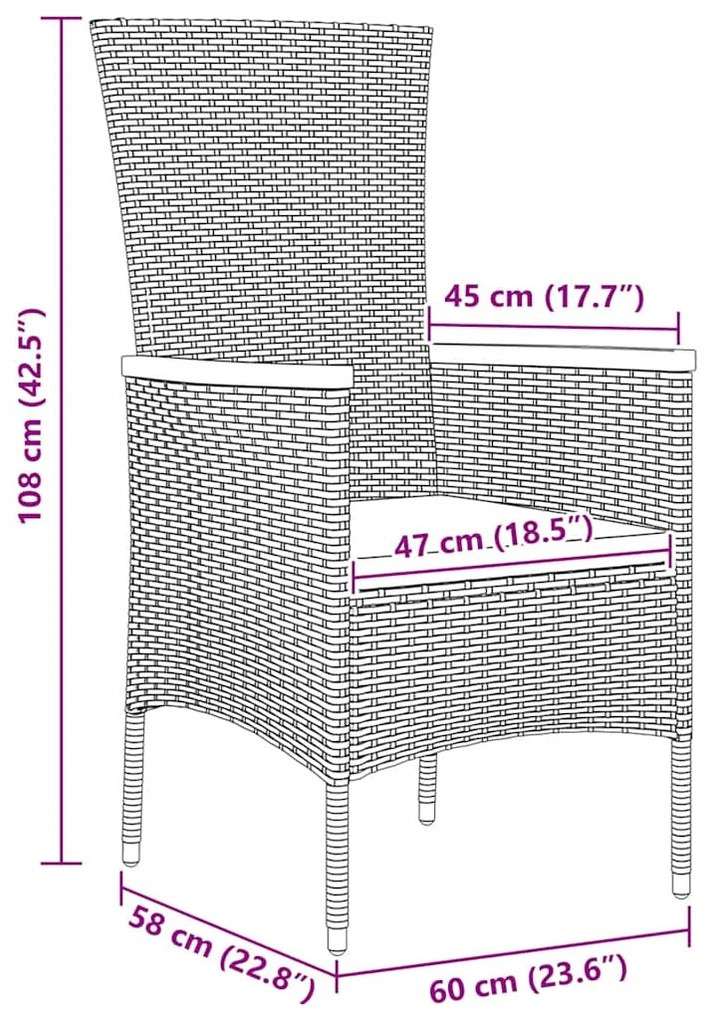 Conjunto de Jantar de Jardim 5 pcs Preto 80 x 80 x 73 cm