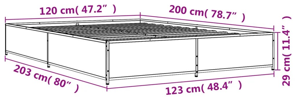 Estrutura de cama 120x200 cm derivados de madeira/metal preto