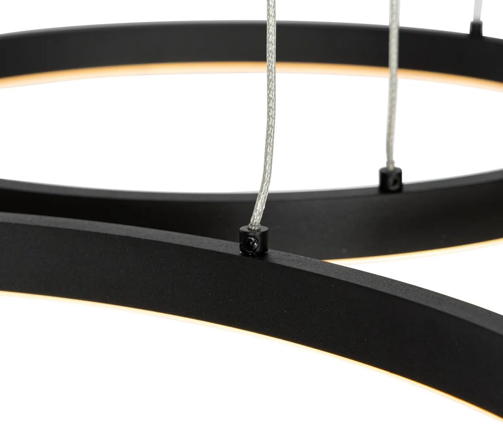 Candeeiro de suspensão preto com LED regulável em 3 etapas 3 luzes - Anello Design