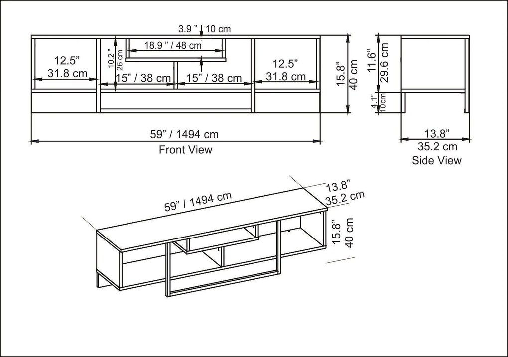 Móvel TV Asal – Dourado e Branco – 150x35,2x40 cm