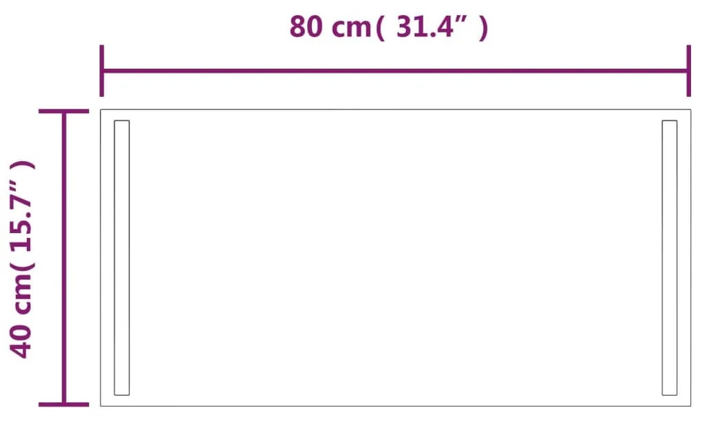 Espelho de casa de banho com luzes LED 80x40 cm
