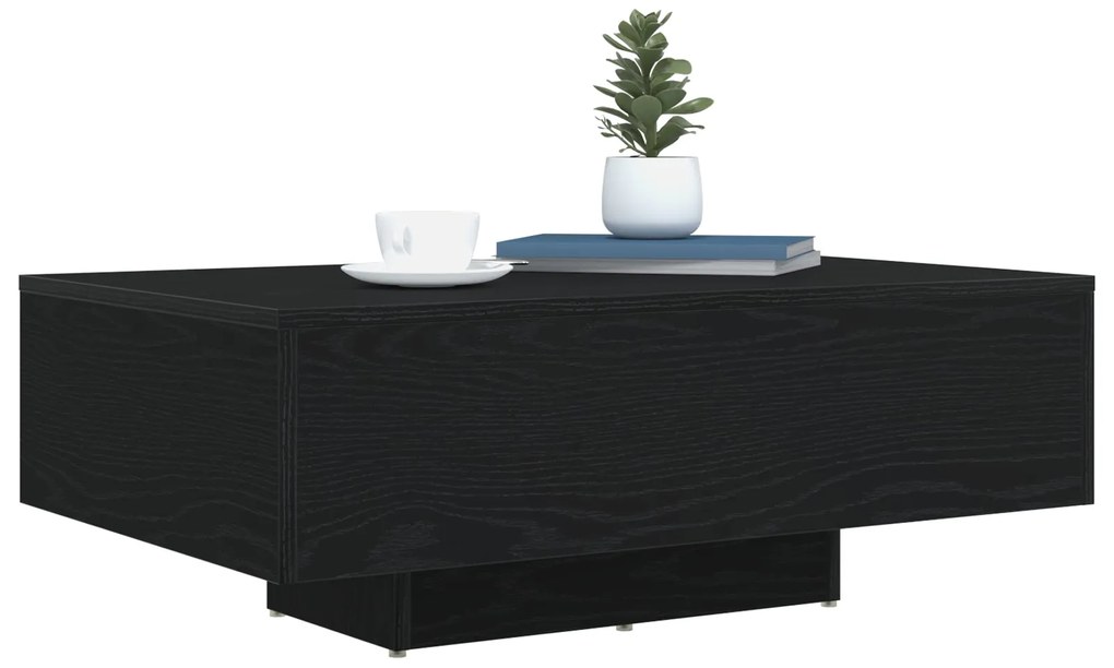 Mesa de Centro vidaXL com Luzes LED Carvalho Preto 85x55x31 cm