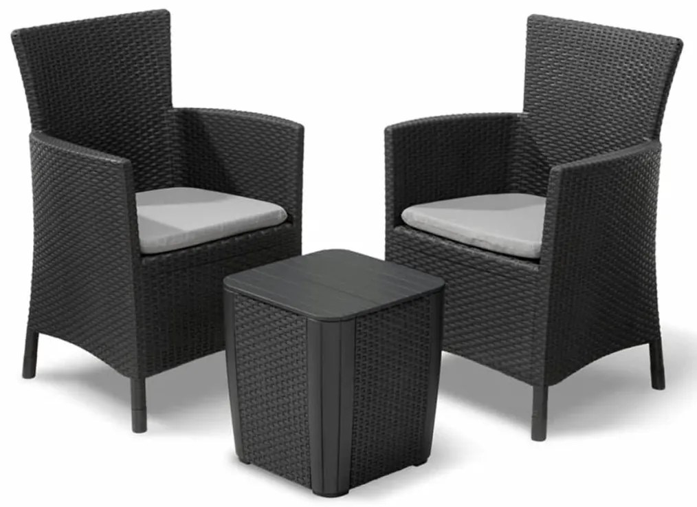 408935 Keter Conjunto de jantar para jardim 3 pcs Iowa grafite 223929