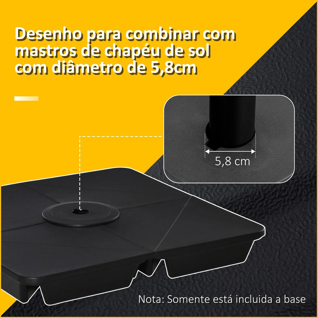 Base para Chapéu de Sol com 4 Peças Recarregáveis de Areia 80kg 4 Peça