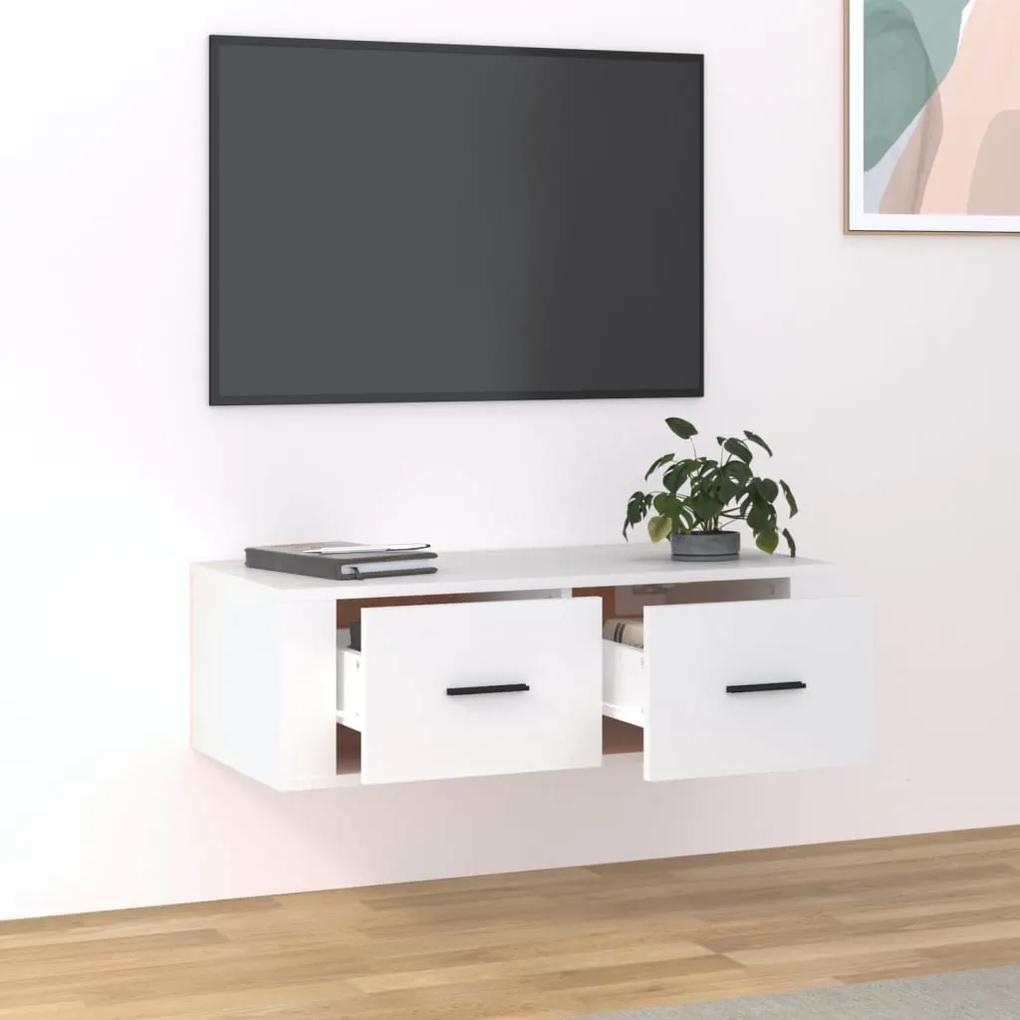 Móvel de TV suspenso 80x36x25 cm derivados de madeira branco