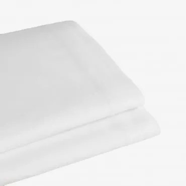 Lençol Plano De Algodão Percal Lesia 180 Fios Branco & Cama 180cm (270 X 280 Cm) - Sklum