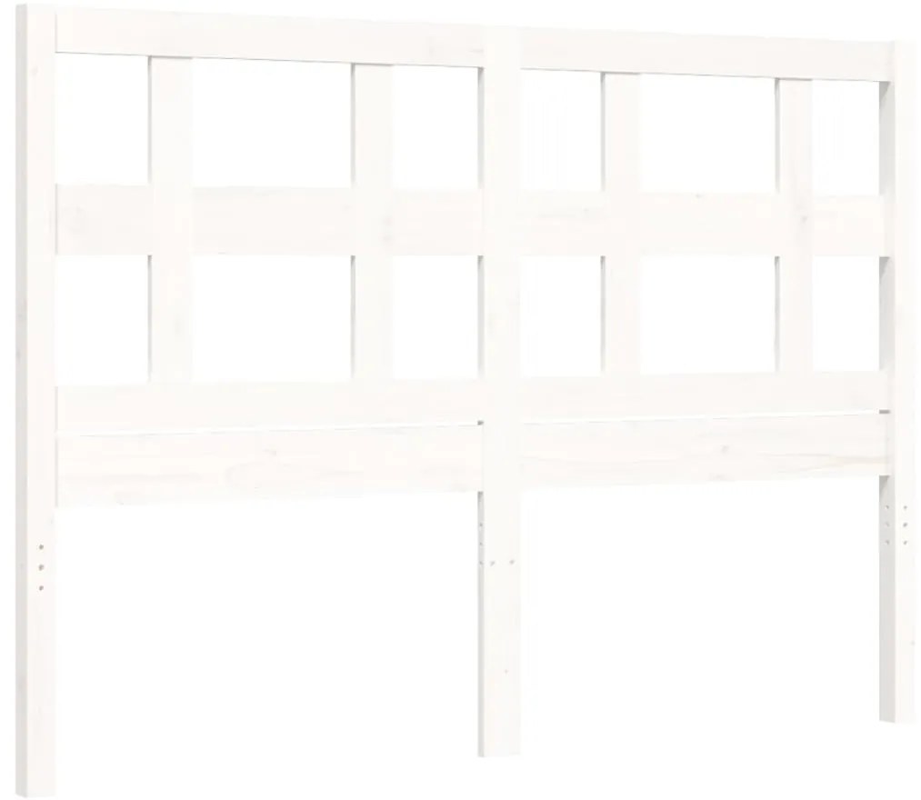 Estrutura de cama com cabeceira 140x190cm madeira maciça branco