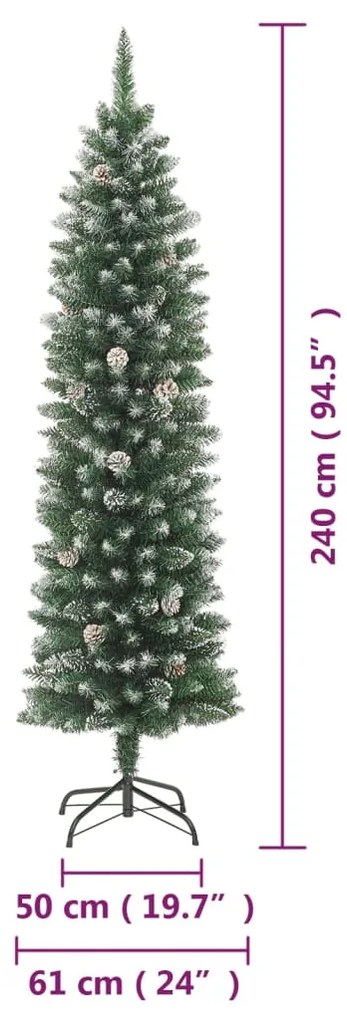 Árvore de Natal artificial fina com suporte PVC 240 cm