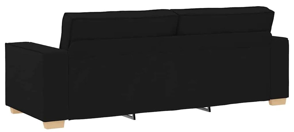 Conjunto de Sofá de 3 Peças com Almofadas em Tecido Preto