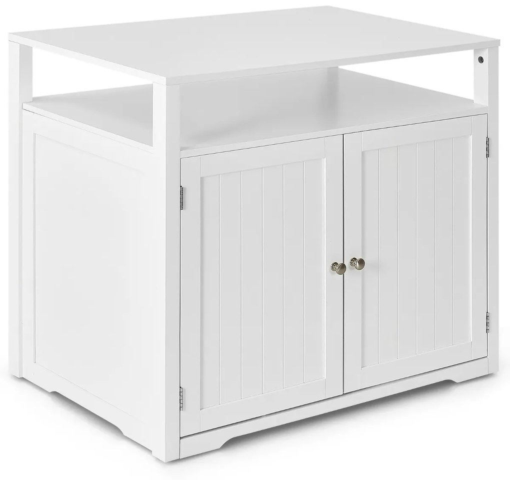 Caixa de Areia para Gato Moderna Casa de Animais Escondida com 2 Portas Mesa Decorativa para Casa Branca