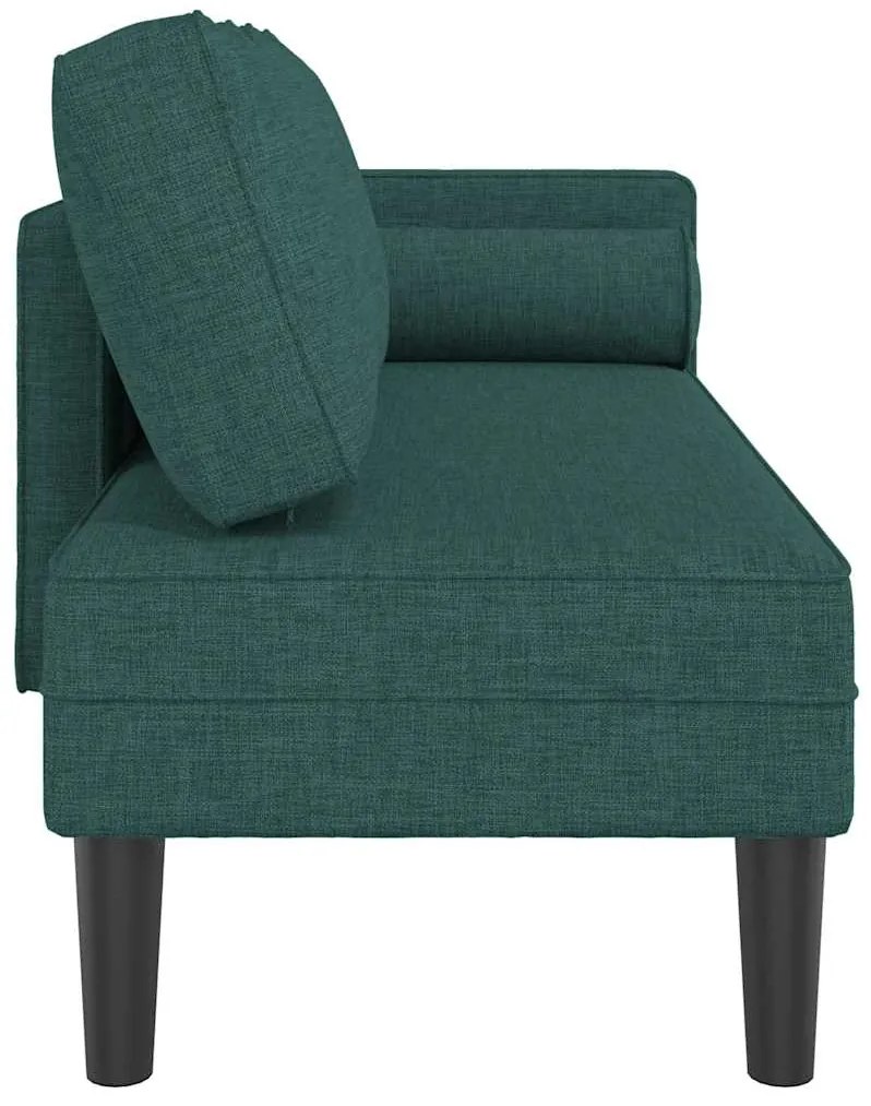 Chaise lounge com almofadões tecido verde-escuro