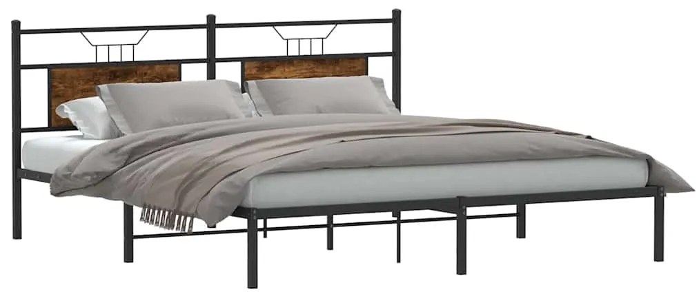 Estrutura de cama sem colchão 183x213 cm carvalho fumado