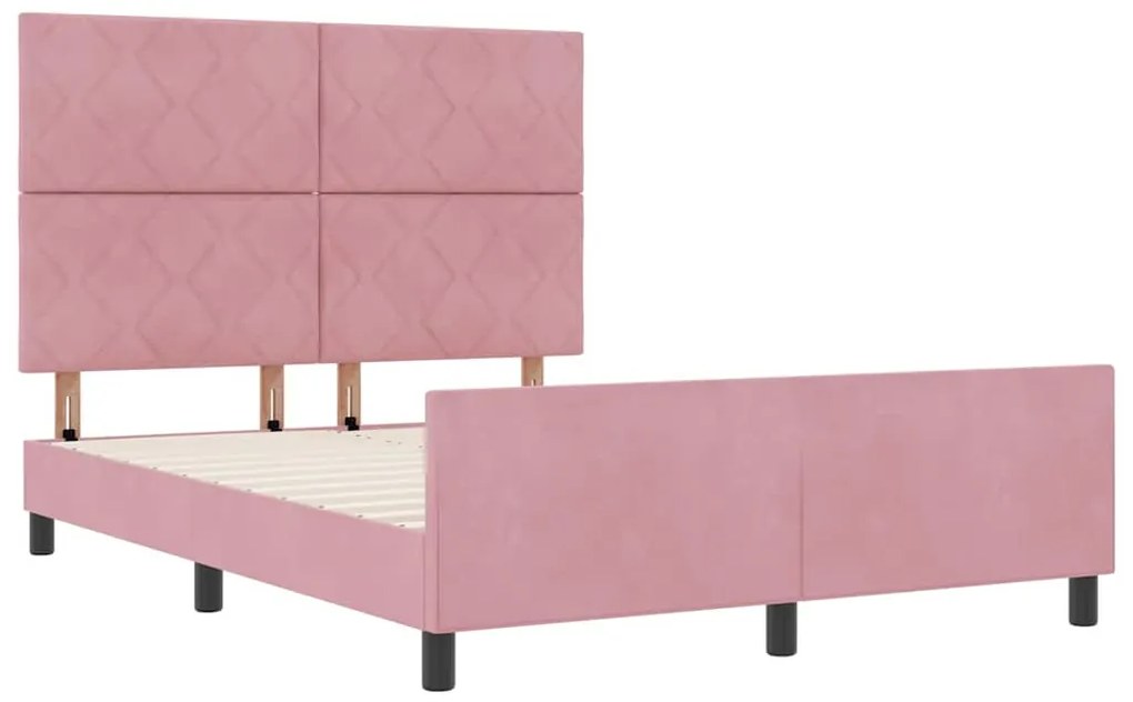 Cama vidaXL Rosa 140x200 cm Veludo