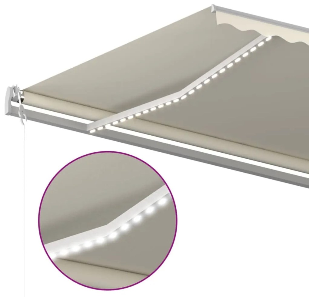 Toldo automático com LED e sensor de vento 600x300 cm cor creme