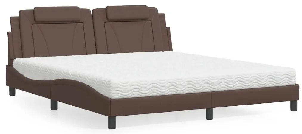 Cama com colchão 180x200 cm couro artificial castanho